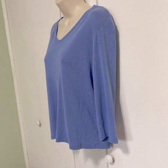 Chicos Blue 3/4 Sleeve Light Blue Basic Cotton Tee Womens Medium Chicos Size 1 - Picture 3 of 13